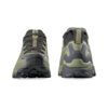 Olive-green rugged hiking shoes shown from front and rear, with sturdy tread and reinforced toe area for outdoor use.