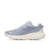 Light gray athletic sneaker with a knit upper and chunky cream sole, viewed from the side.