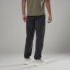 Back view of a person wearing an olive-green t-shirt, dark gray jogger pants, and white sneakers.