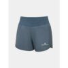 MKLPR_ECL_P_1_square_b214d799-76b2-4a64-a0ae-a2325d30818b_640x Blue-gray athletic running shorts with a high waistband and the Ronhill logo on the left leg, front view