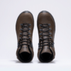aku_aku_akutributeiiigtx_1791202188138.10_050_TributeIIIGTX_Marrone3 Pair of brown hiking boots viewed from above, laced with black and gray cords against a light background